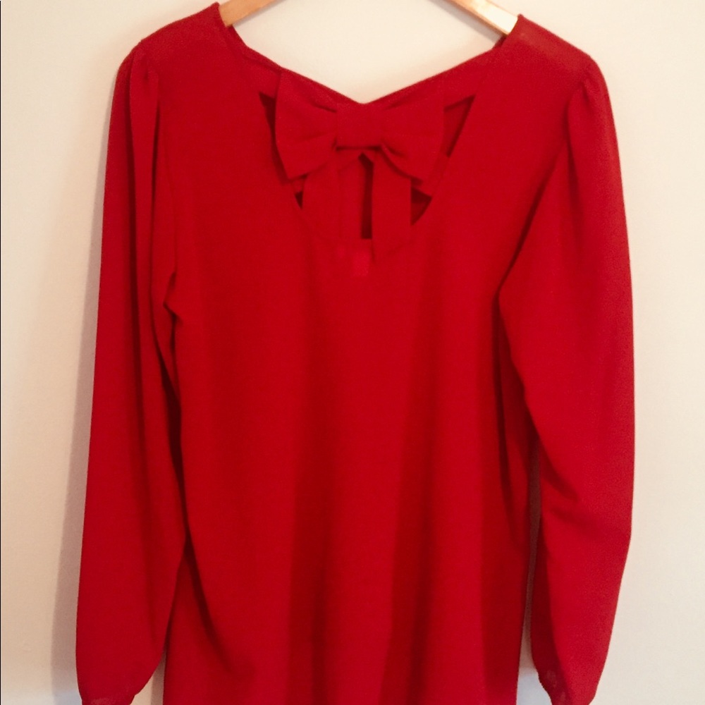 Gorgeous Red Blouse with Bow Detail